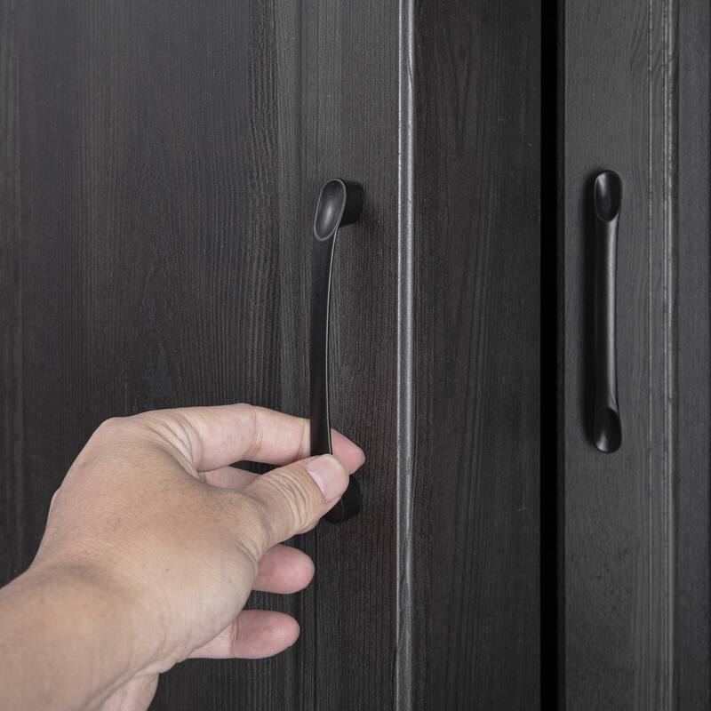 Pantry Cabinet with 3 Pull Out Cabinet and 2 Drawers - Black