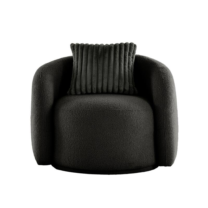 Willits Boucle Accent Chair with Cloud-Like Curved Design and Furry Channel Pillow by iNSPIRE Q Modern