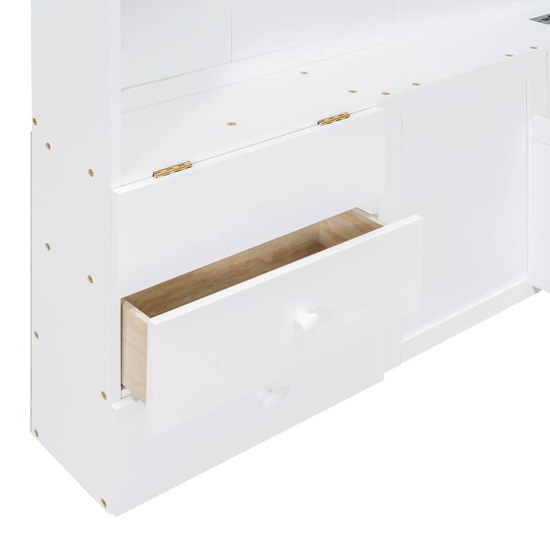 Pine Bed with House Headboard & Charging Station