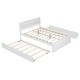 preview thumbnail 14 of 15, Full Size Bed with Twin Size Trundle Bed and 2 Drawers, Wooden Platform Bed Frame with Headboard for Girls Boys Teens Adults