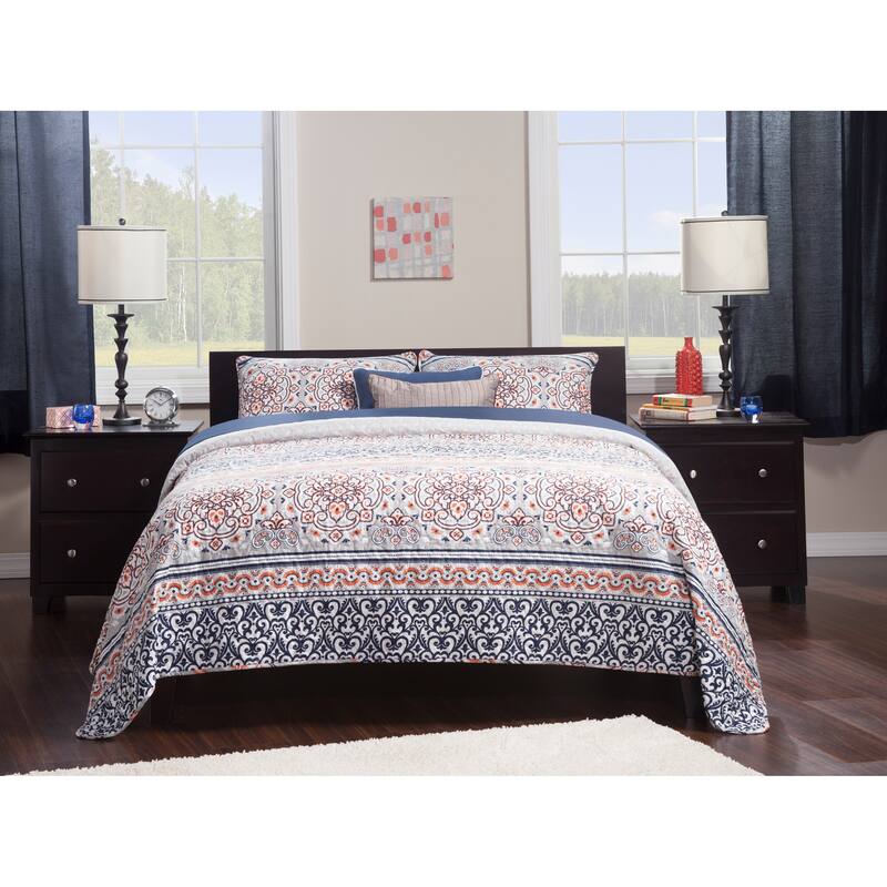 AFI Orlando Full Platform Bed with Charging Station in Espresso