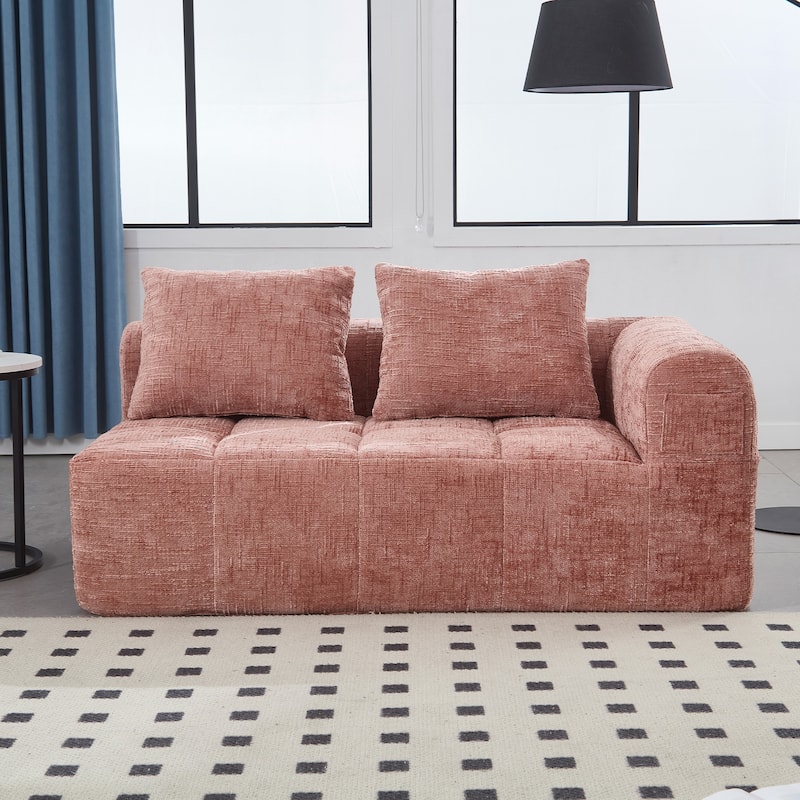 Chenille Loveseat Sofa Upholstered Deep Seat Sofa, Lounge Couch Corner Sofa Minimalist Modular Couches for Apartment
