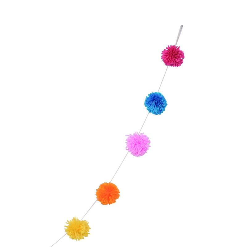 Transpac Cotton 81 in. Multicolor Spring Pom Pom Banner