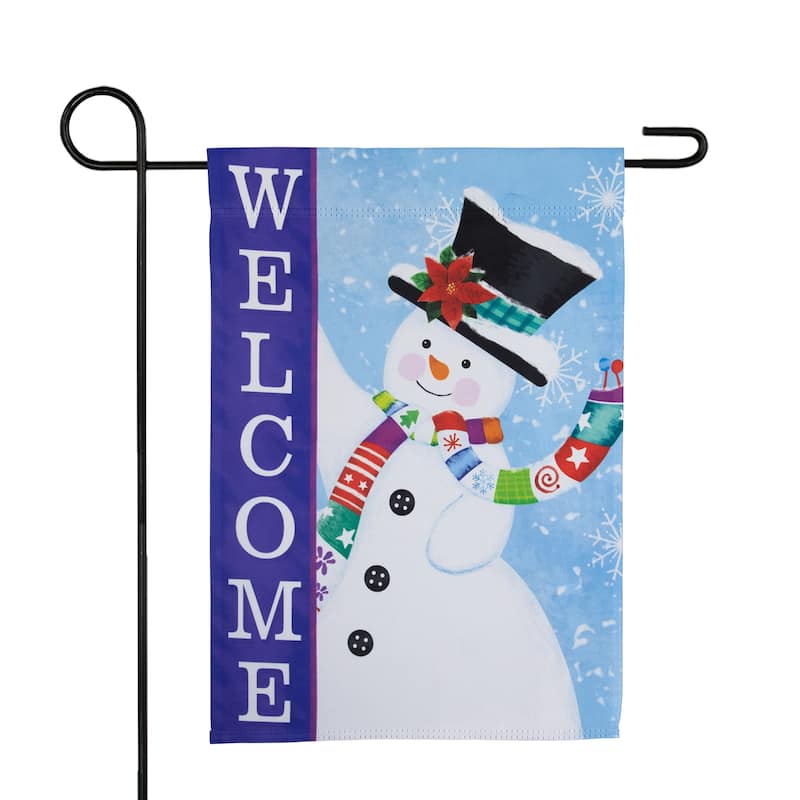 Snowman "Welcome" Christmas Outdoor Garden Flag - 18" x 12.5"