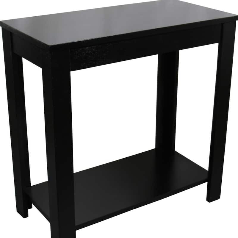 24" Narrow Wood Side Table with Bottom Shelf Rectangular End Table for Bedroom or Living Room - 24"L x 12"W x 24"H