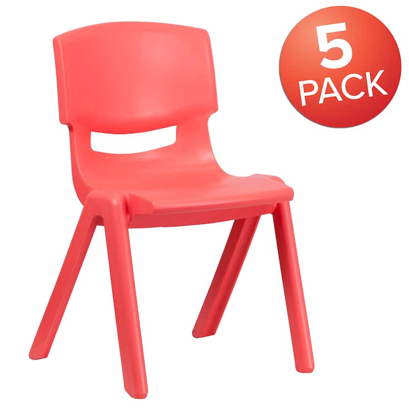 5 Pack Plastic Stackable School Chair with 15.5'' Seat Height