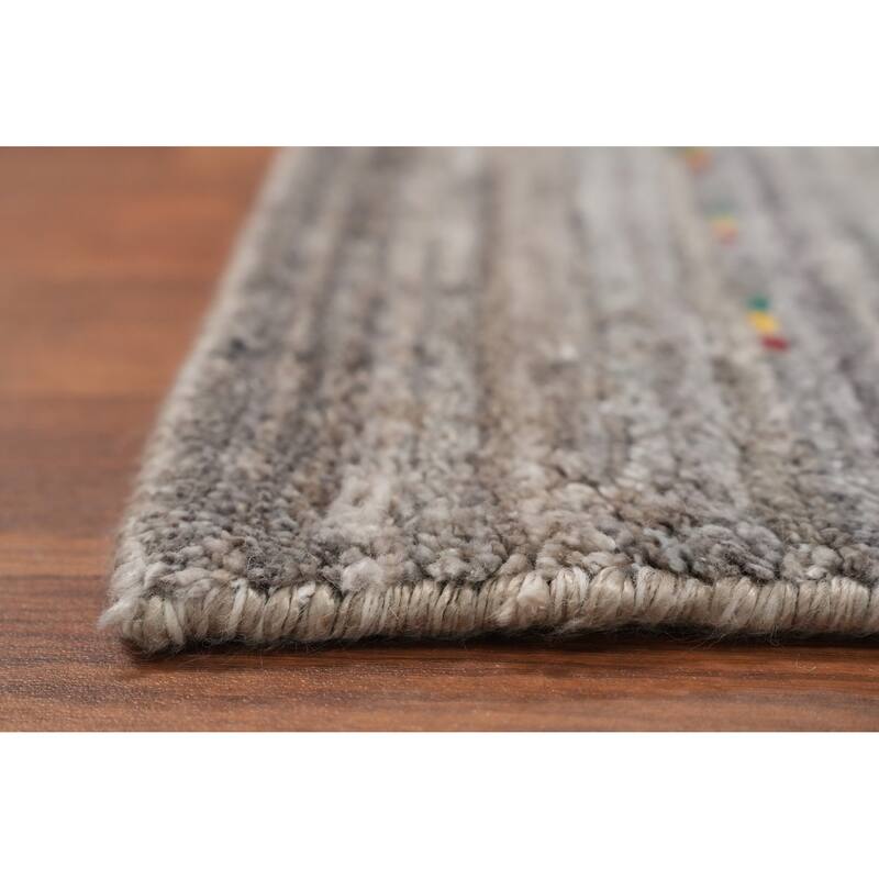 Hand Knotted Oriental Viscose Silk Carpet Tribal Animal Pictorial Greys & Charcoal Gabbeh Area Rug - 11' 8'' X 5' 0''