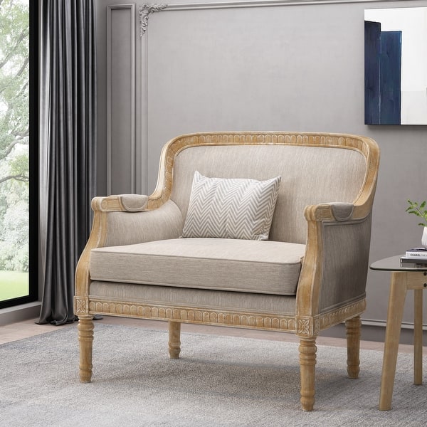 slide 2 of 20, Tamarisk Upholstered Club Chair by Christopher Knight Home Natural + Beige