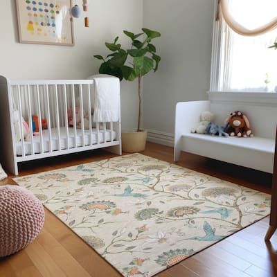 Premium Washable Super Soft Hummingbird Garden Mayfield Rug