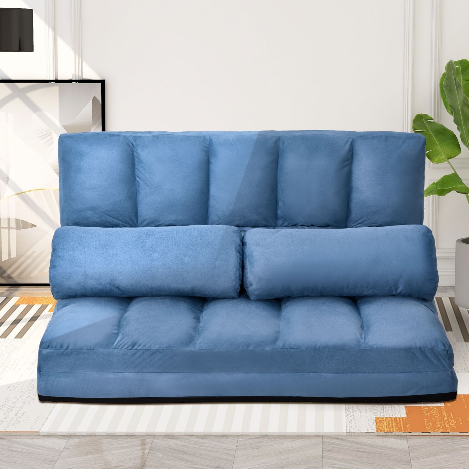 Double Chaise Lounge Sofa Floor Couch With Two Pillows Overstock 32046921