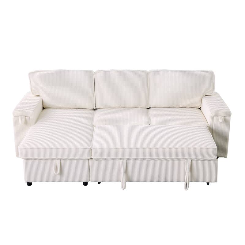 Sleeper Sectional with Storage, Upholstered Convertible Sofa Bed