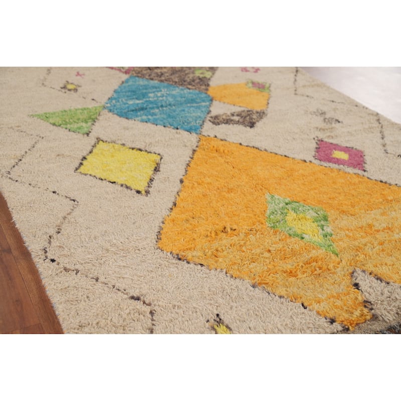 Geometric Moroccan Oriental Area Rug Hand-Knotted Wool Carpet - 4'9" x 8'9"
