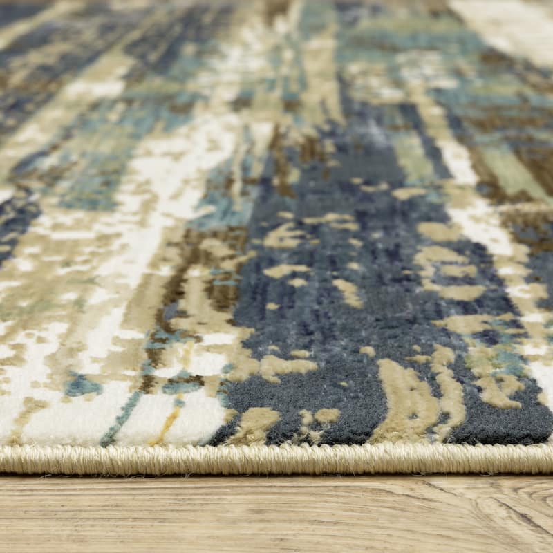 Style Haven Raphael Abstract Beige/ Blue Mixed Pile Area Rug