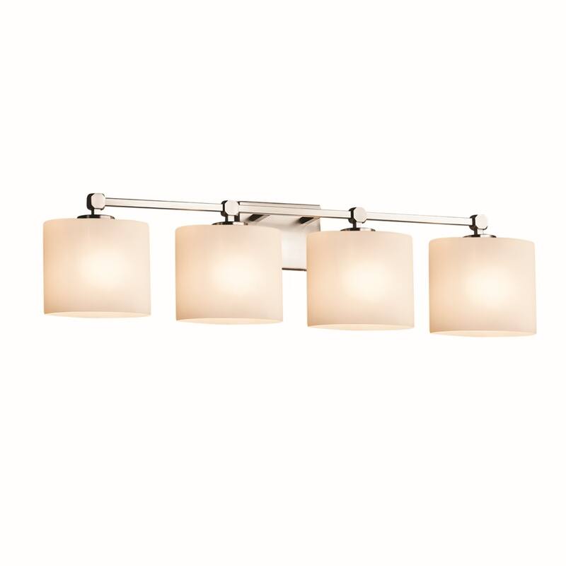 Fusion Tetra 4-Light Brushed Nickel Bath Bar, Opal Oval Shade - Brushed Nickel