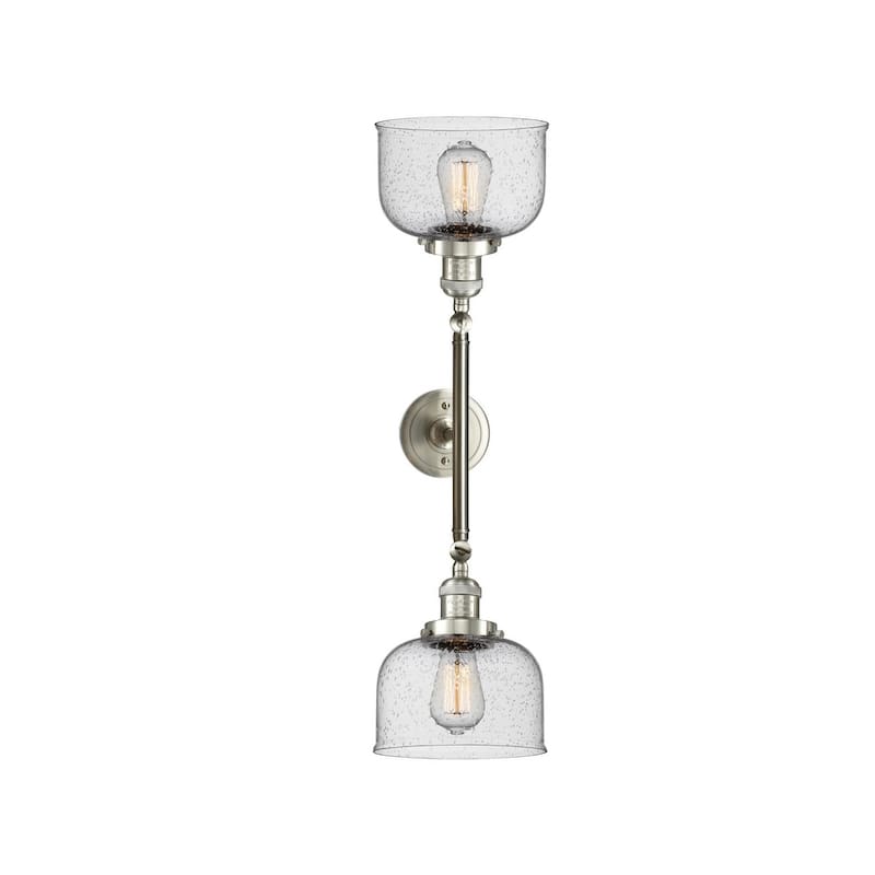 Innovations Lighting Large Bell 2 Light 23" Wide Bathroom Vanity Light - Brushed Satin Nickel / Seedy
