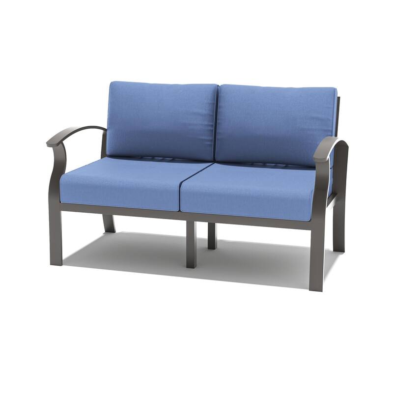 Outdoor Aluminum Loveseat with Navyblue Cushions - Navy