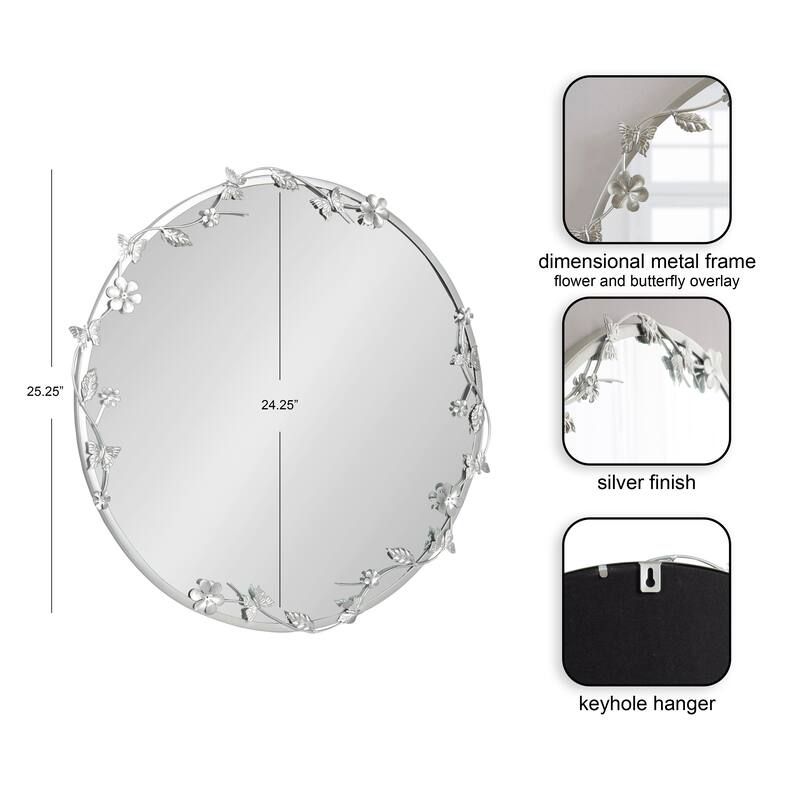 Kate and Laurel Rosella Floral Wall Mirror Metal