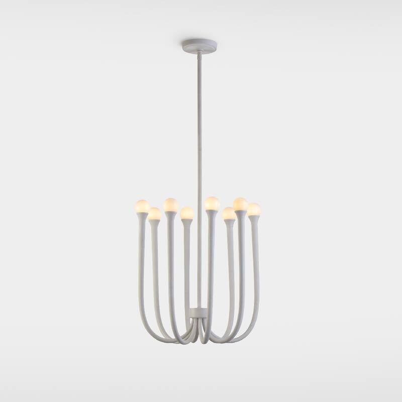 VidaLite Breeze 8-Light Matte White Chandelier, Textured Pendant Chandelier In Modern Coastal Style, Included LED Bulbs