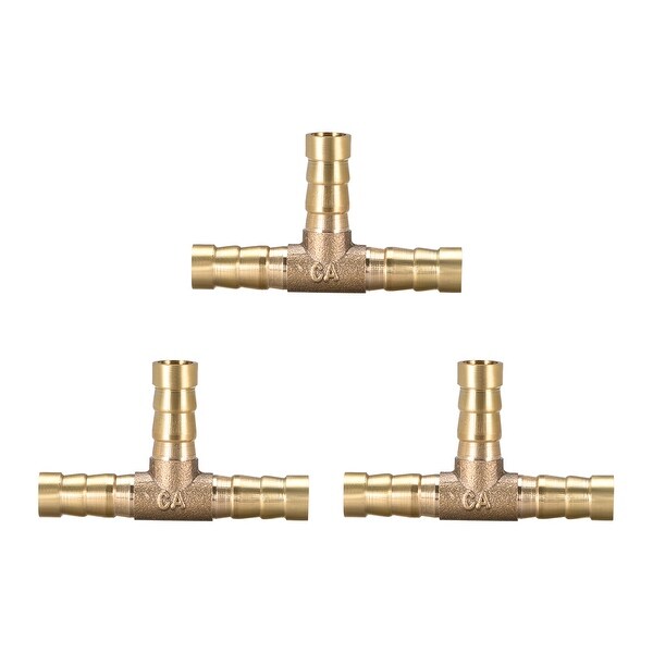 5/16" Brass Barb Hose Fitting Tee 3 Way Connector Joiner Air Water Fuel Gas,3pcs - 8mm 3pcs