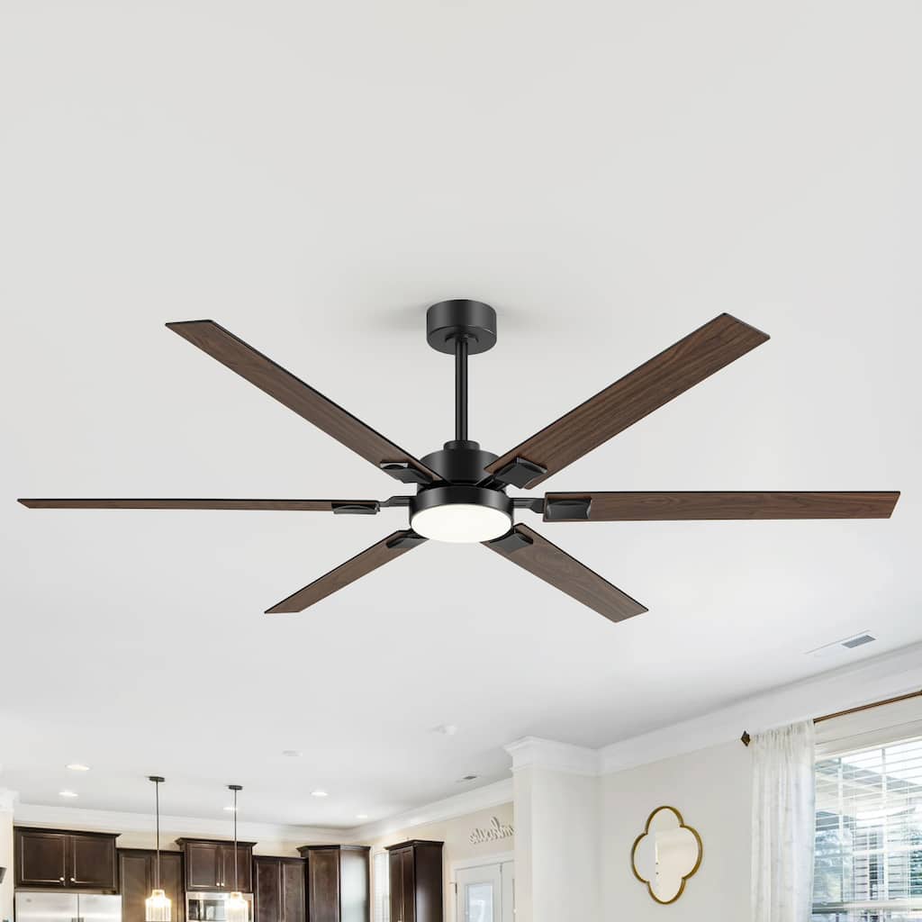 Modern 72 Inch LED Large Ceiling Fan with Light and Remote(6-Blades)