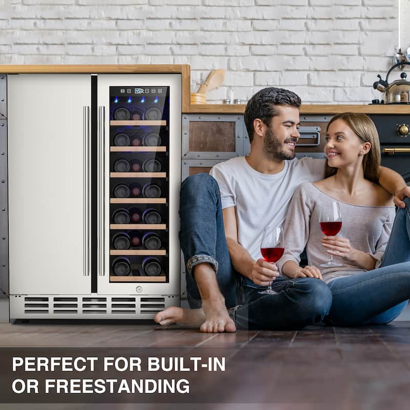 24 Inch Beverage Refrigerator, Built-in/Freestanding Wine Beverage Cooler, Under Counter Beer Fridge