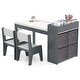 preview thumbnail 12 of 15, Kids Art Table and 2 Chairs Set with 4 Fabric Storage Bins and 4 Compartments - 39.5" x 20" x 23" (L x W x H)