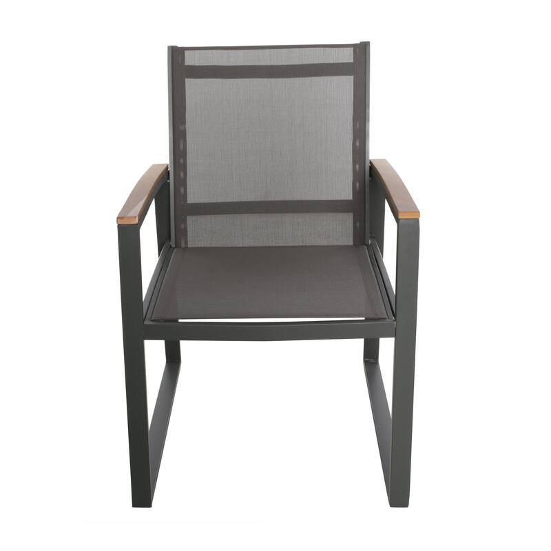Outdoor 2 Piece Mesh Armrest Dining Chairs with Rust Proof Aluminum Frame for Dining Room Kitchen Bedroom Living Room Terrace