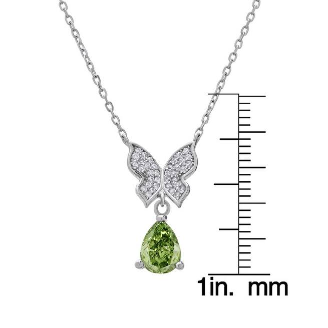 Victoria Townsend .925 Sterling Silver Peridot And White Sapphire Butterfly Necklace
