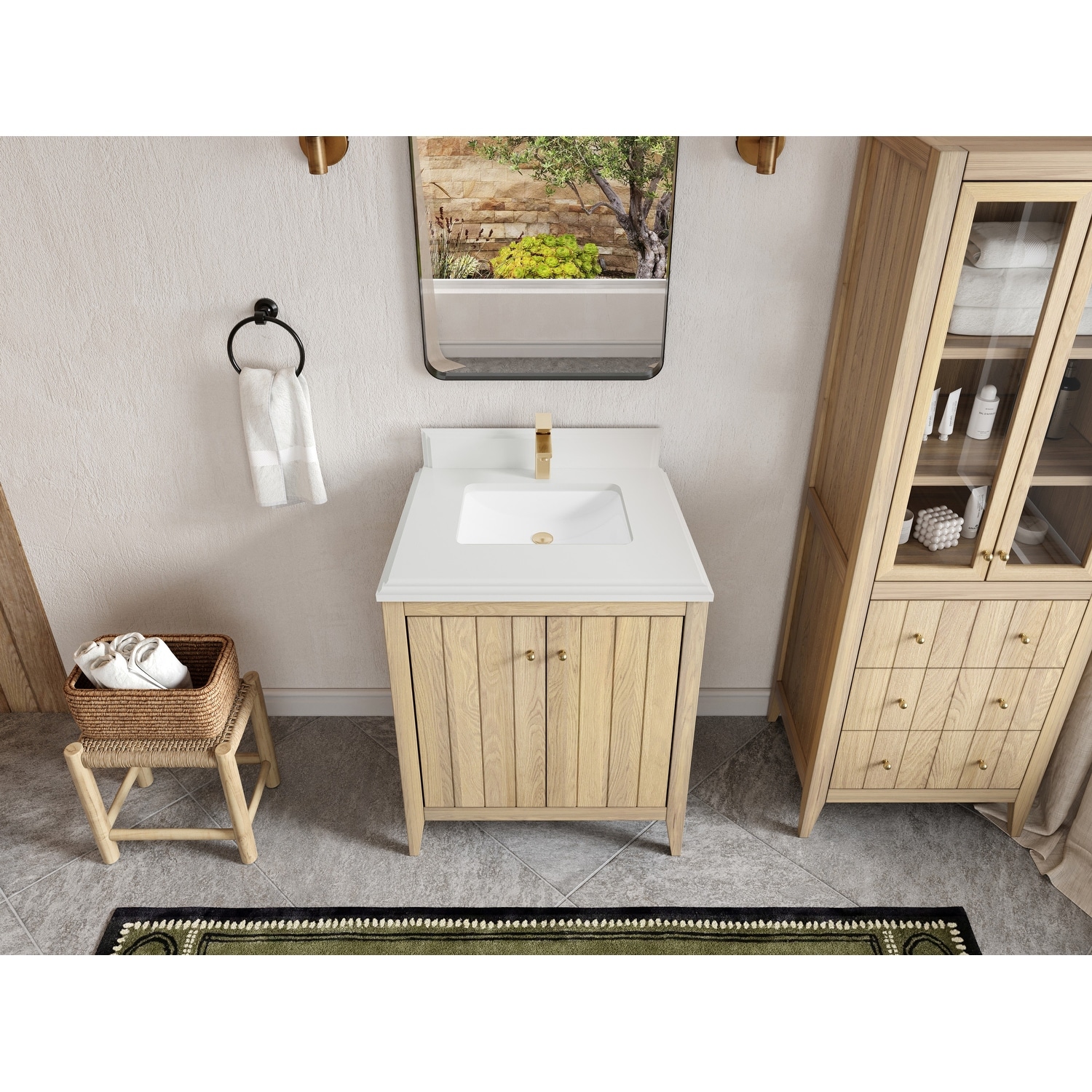 Willow Collections 30 in. W x 22 in. D Elizabeth Oak Wood Single Bowl Sink Bathroom Vanity with Countertop