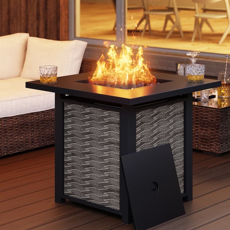 Futzca Square Outdoor Propane Fire Pit Table with Removable Cover - N/A - Square