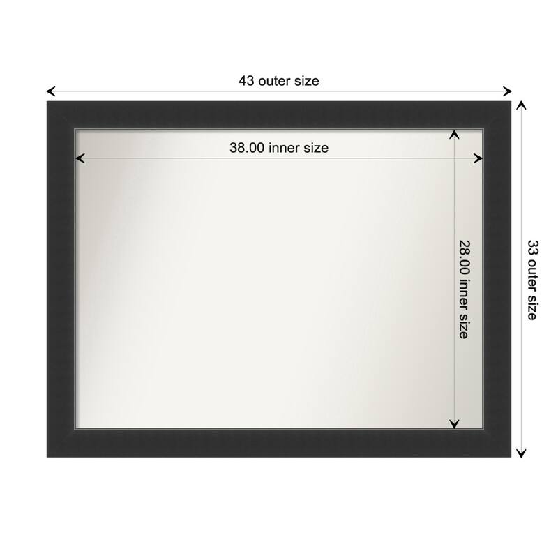 Corvino Black Framed Non-Beveled Custom Wall Mirror, Bathroom Vanity Mirror - Outer Size: 43 x 33