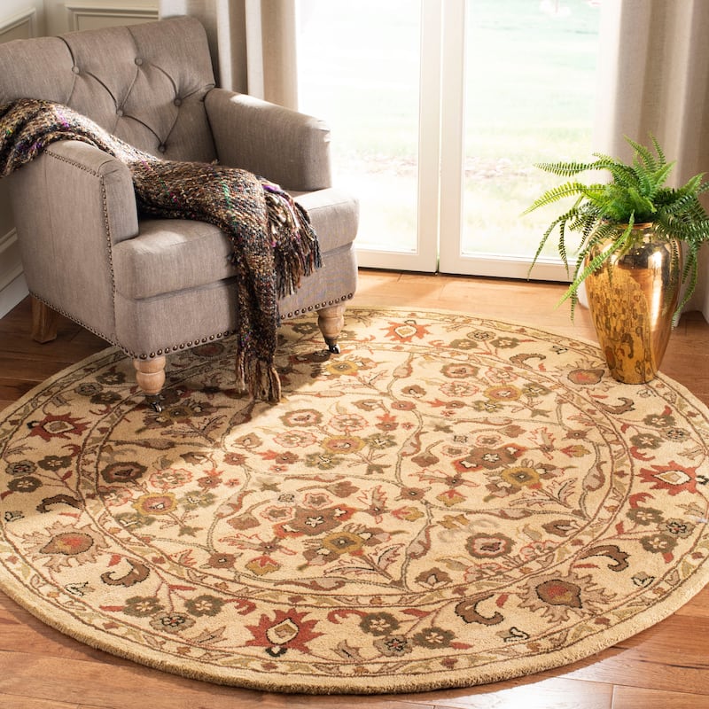 SAFAVIEH Handmade Antiquity Smiljka Traditional Oriental Wool Rug - 8' Round - Gold
