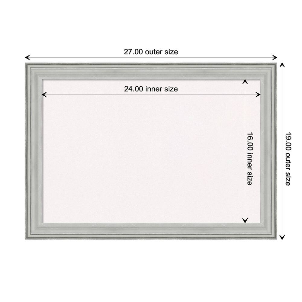 Bel Volto Silver Wood Framed White Corkboard Bulletin Board