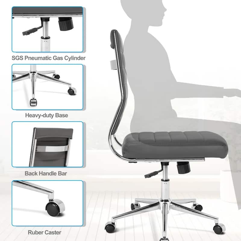 Armless Ergonomic Office Chair Modern Swivel Chair for Home & Office