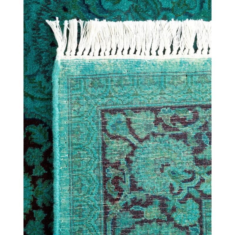 Overton Hand Knotted Wool Vintage Inspired Modern Contemporary Overdyed Blue Area Rug - 3' 2" x 5' 3"