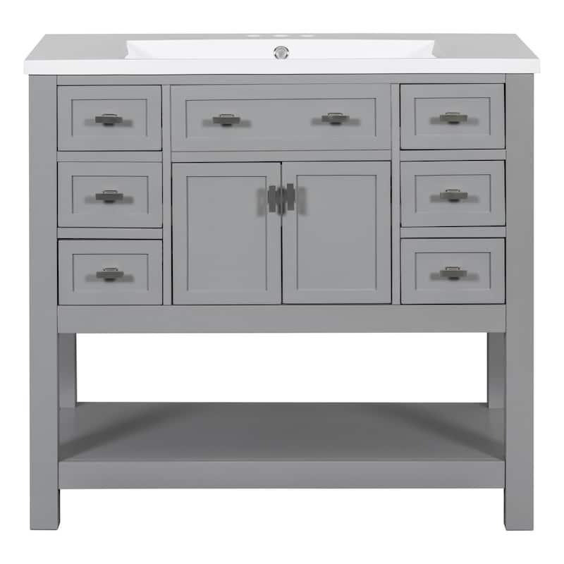 36'' Freestanding Bathroom Vanity Set with Integrated Ceramic Sink and Drawers - 36'' X 34''