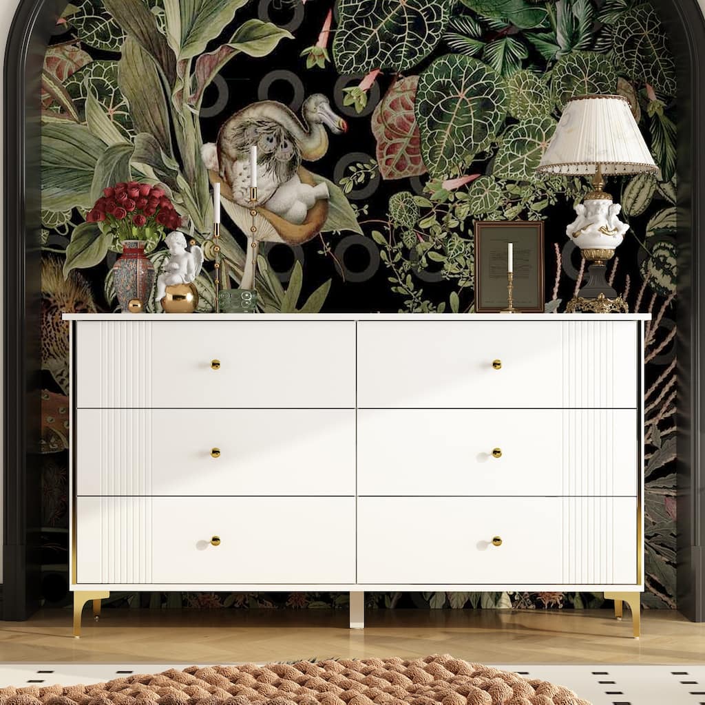 6 Drawer Dresser Modern White Dresser Chest Wood Storage Chest