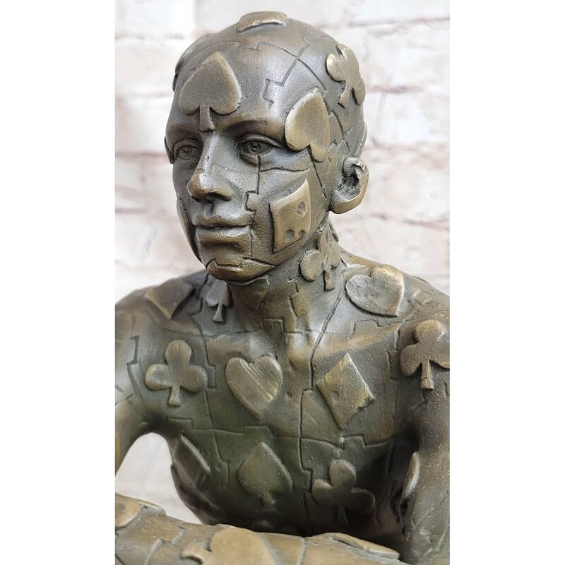 Tribute To Dali Man With Poker Outfit Bronze Sculpture Statue