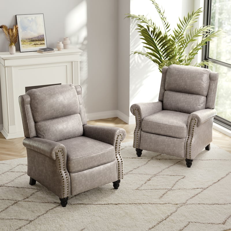 2 Set Modern Padded Seat Recliner Chair with PU Leather/Fabric