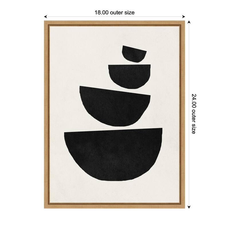 Kate and Laurel Sylvie Black Geometric Abstract 1 Framed Canvas by July Art Prints