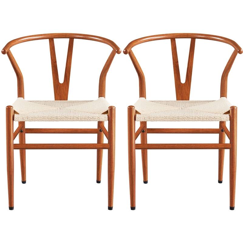 Yaheetech Modern Weave Y-Shaped Dining Chair with Solid Metal Frame