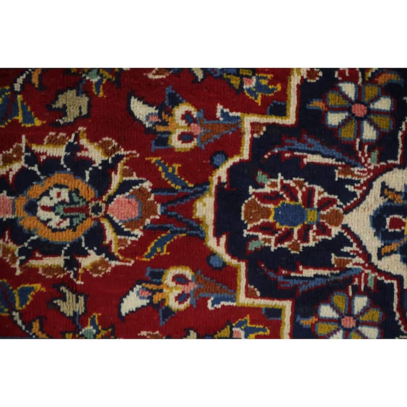 Hand Knotted Oriental 100% Wool Carpet Traditional Floral Red Kashan Area Rug - 12' 6'' X 8' 6''