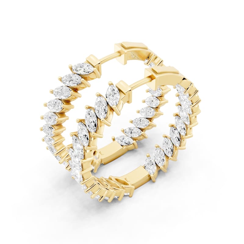 Auriya 14k Gold 5 1/2ctw Marquisel Hoop Lab Grown Diamond Earrings (F-G VS)