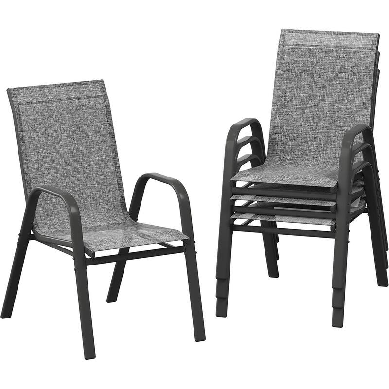 4-Pack Outdoor Stackable Dining Chairs High-Back Textilene Fabric Chairs