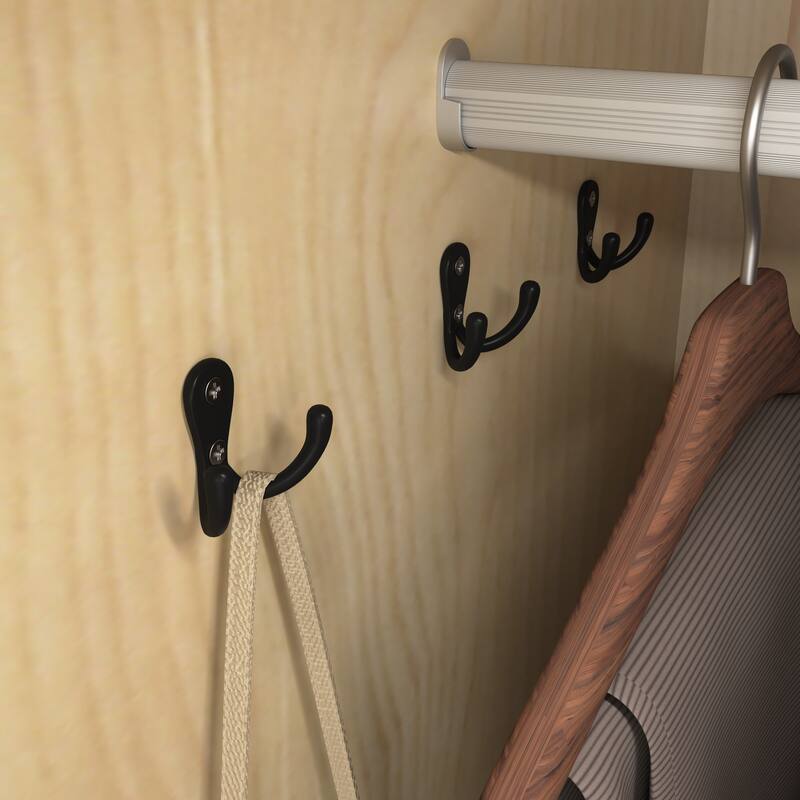 2-Door Wood Wardrobe with Hanging Rod Induction Light and 2 Drawers Bedroom Closet Storage Cabinet with Mirror