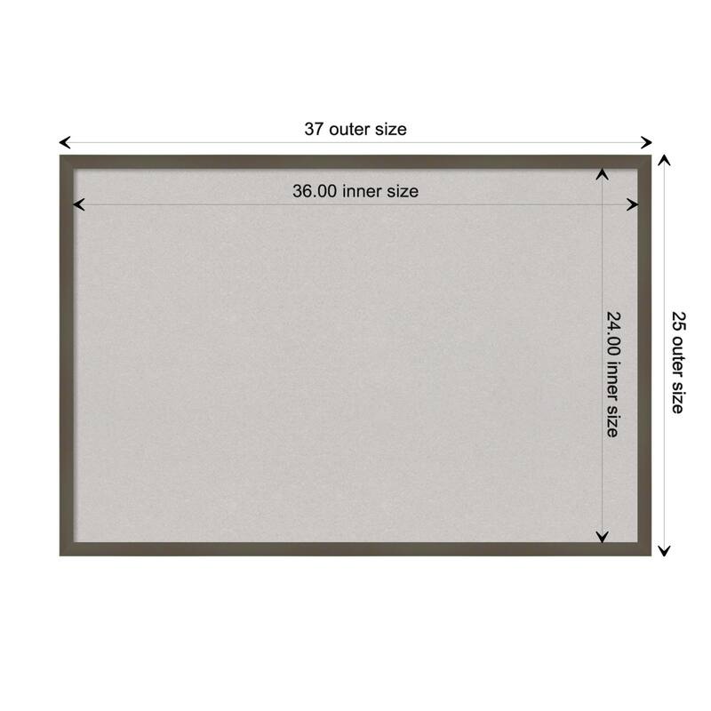Svelte Wood Framed Grey Corkboard Bulletin Board - Svelte Clay Grey - Board Size 36x24