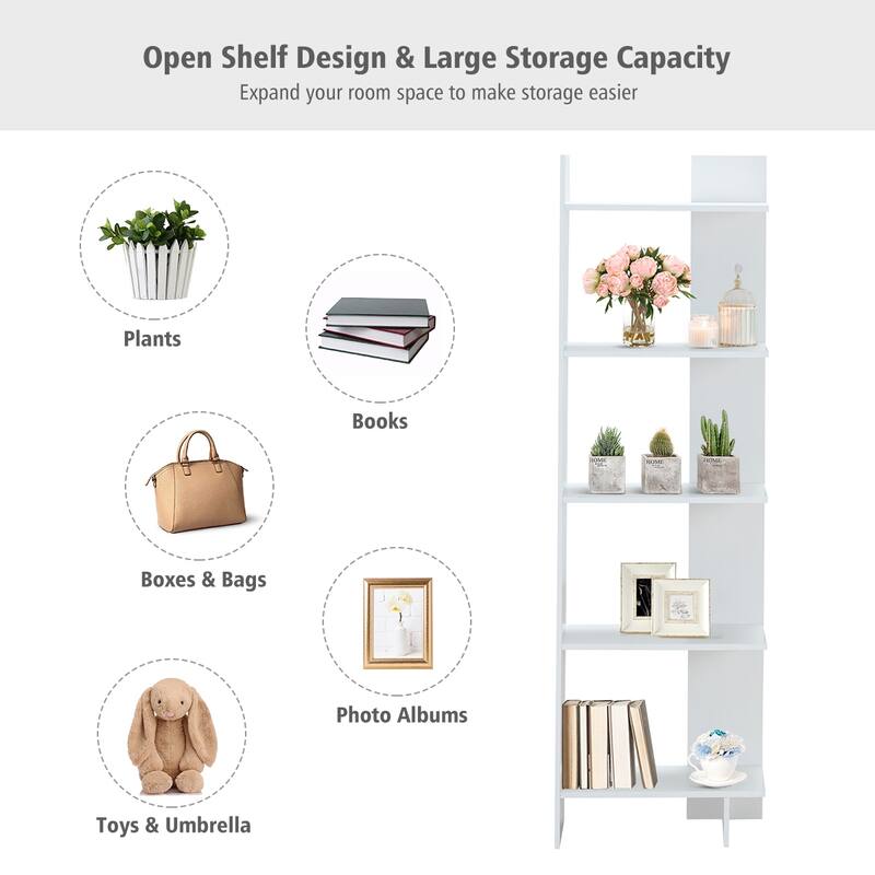 Costway Set of 2 Bookcase Storage 5-Tier Open Shelf Display Room - 2 PCS