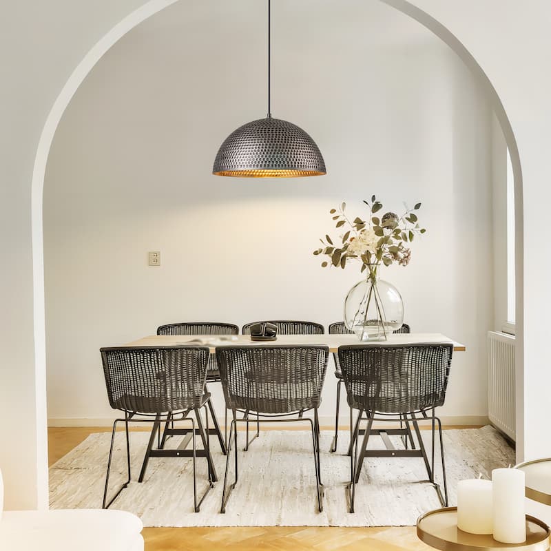 1-Light Modern Industrial Oversized Hammered Gold Leaf Dome Pendant Light for Kitchen Island