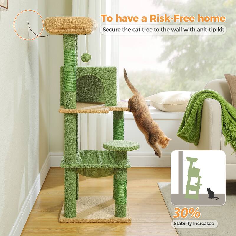 5-Level Cat Tree with Hammock, Condo, Top Perch & 4 Scratching Post