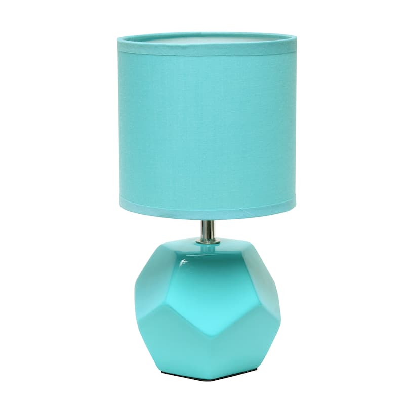 10.24" Modern Geometric Table Lamp with Ceramic Base and Fabric Shade for Bedroom or Office - 5.51"L x 5.51"W x 10.24"H - Blue